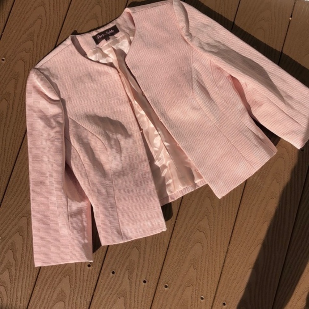 Chase Eight pale pink shimmer 3/4 dressy jacket - Picture 5 of 8